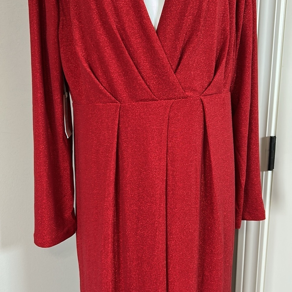 Tuckernuck Hyacinth House Angelina Gown Red Shimmer V Neck Dress Sz XXL NEW - Picture 6 of 14